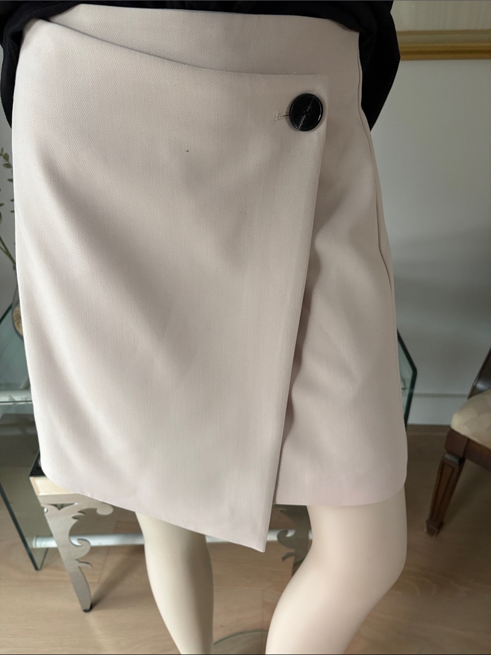 Elegant Wrap Mini Skirt in Soft Pink
